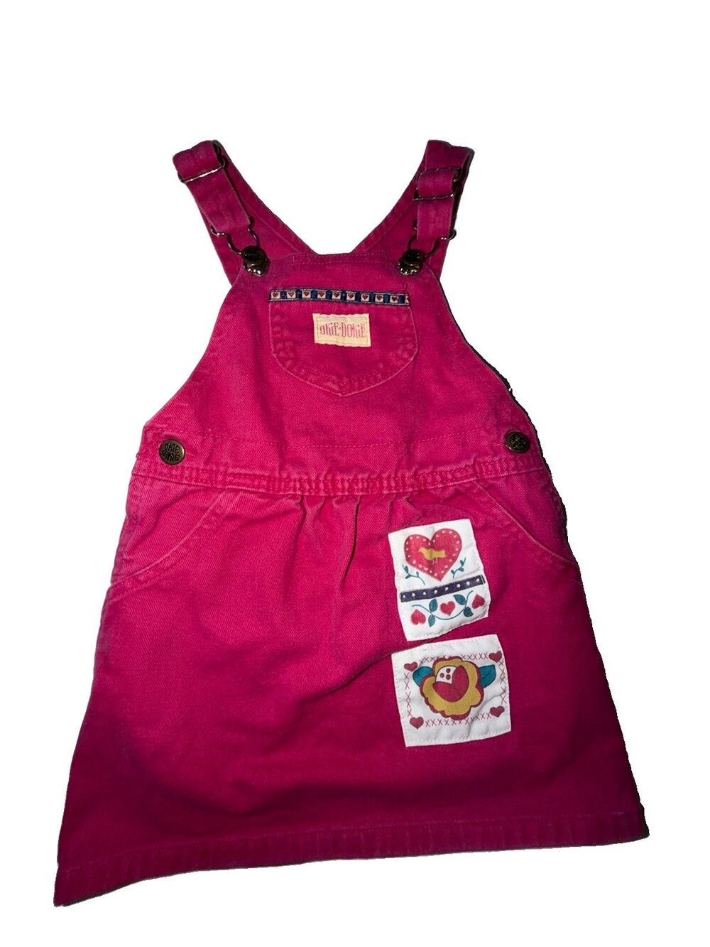 Okie Dokie Vintage Pink Girls Overall Denim Dress 4T
